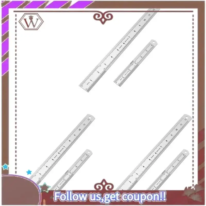 ABBG-3X مسطرة من الفولاذ المقاوم للصدأ 12 بوصة + 6 بوصة مساطر معدنية