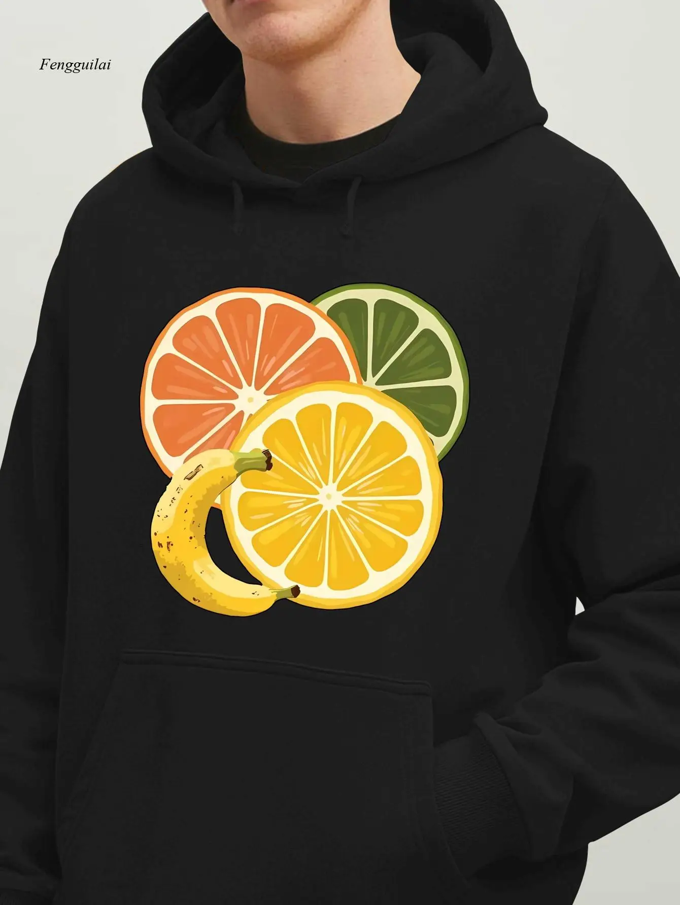 Banana And Lemon New Fashionable Clothing | American Trendy Street Style Printed Autumn And Winter