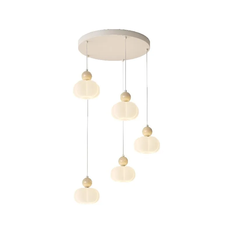 

Pumpkin restaurant chandelier cream wind living room high-end hall Nordic creative cotton multi-head bedroom bedside lamp