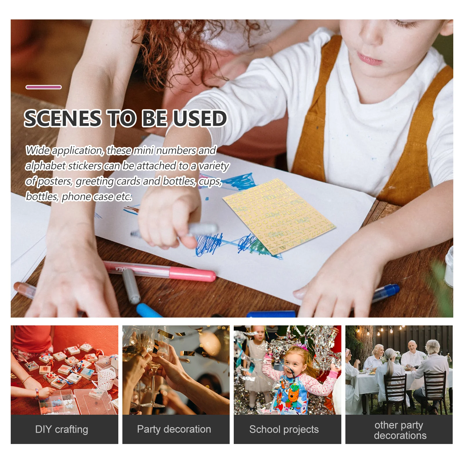 

12 Sheets Glitter Metal Alphabet Number Stickers Self Adhesive Letters for DIY Crafts Scrapbooking Greeting Cards