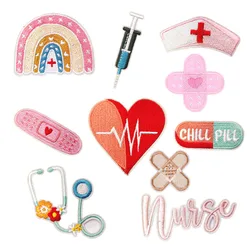 Amor Band Aid Patches para Vestuário, Bordado Termoadesivo, Ferro na Camisa, Applique em Jeans, Buraco de Reparação Bordado, Dia da Enfermeira