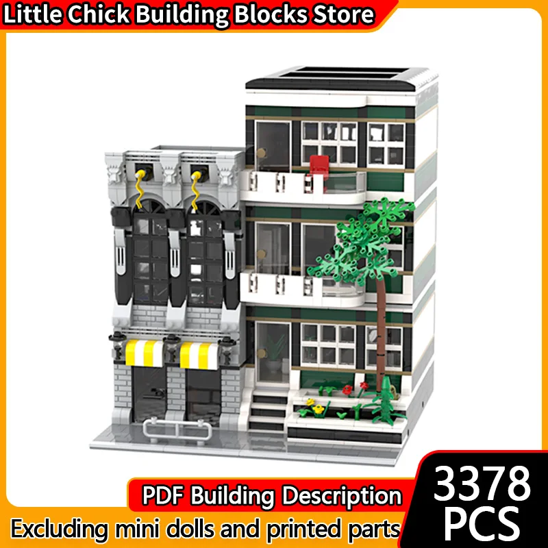 

City Street View Model MOC Building Bricks Bar And Residential House Modular Technology Gifts Holiday Assemble Children Toy Suit
