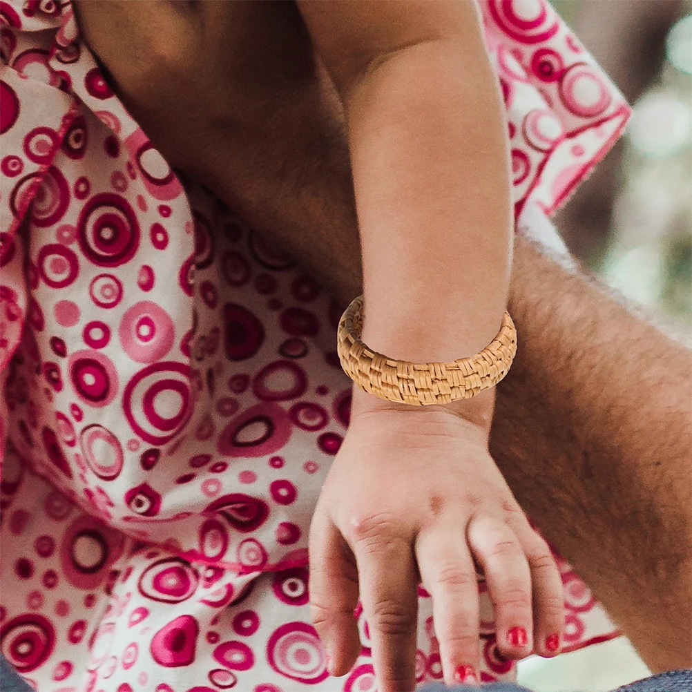 

2pcs Vintage Rattan Woven Bracelets Handmade Wooden Braided Lightweight For Daily Wear Handcrafted Ethnic Beach