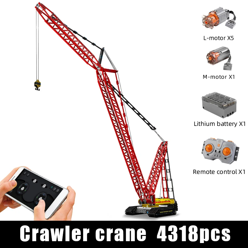 Mould King 17015 Technische Auto Speelgoed De APP&RC Gemotoriseerde Rupskraan Liebherr LR13000 Bouwblok Steentjes Kinderen Kerstcadeau