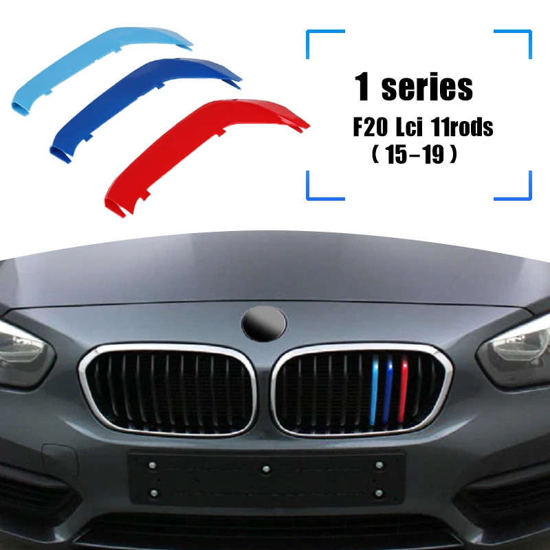 3PCS ABS Car Front Bumper Racing Grills Strips Trim Clips For BMW 1 Series F20 Lci 11rods 8rods 2015-2019 Exterior Accessories