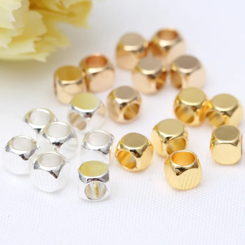 

100PCS 2MM 2.5MM 3MM 14k Gold Square Spacer Beads Brass Beads Accessories For Jewellery Making DIY Bracelets Necklaces