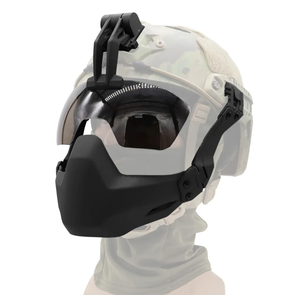 VULPO Tactical Helmet Half Face Mask Hunting Airsoft Paintball Goggles CS Game Protect Mask Goggle For FAST Helmet Gear