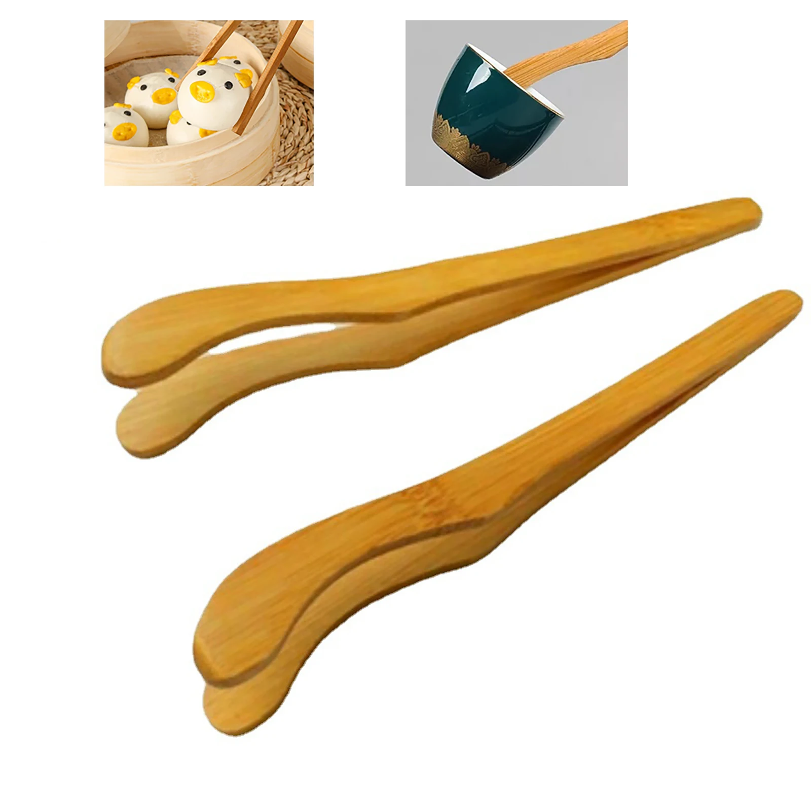 

1PCS Bamboo Wooden Tea Clips Kitchen Food Tongs Salad Toast Tongs Tea Scoop for Loose Tea Ice Sugar Tea Bend Clip Teaware