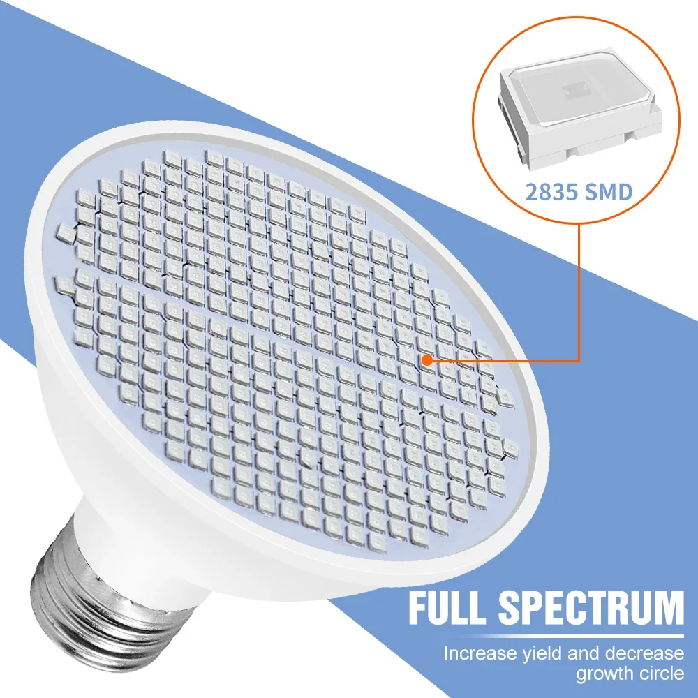 220V E27 300LEDs Plant Grow Light Phyto Lamps Led Full Spectrum Growing Bulb for Greenhouse Hydroponics Growth Fitolampy