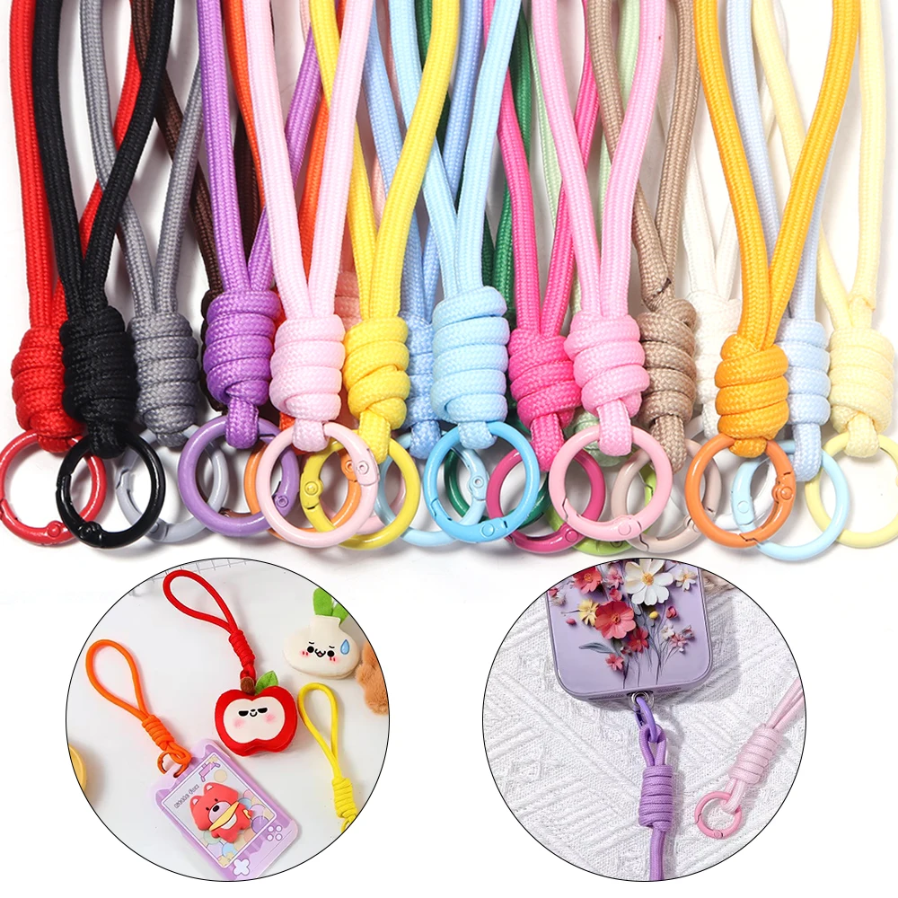5pcs/lot Colorful Braided Keychain Mobile Phone Lanyard Anti Lost Knot Rope Strap Key Ring Men Women Car Key Holder Accessories
