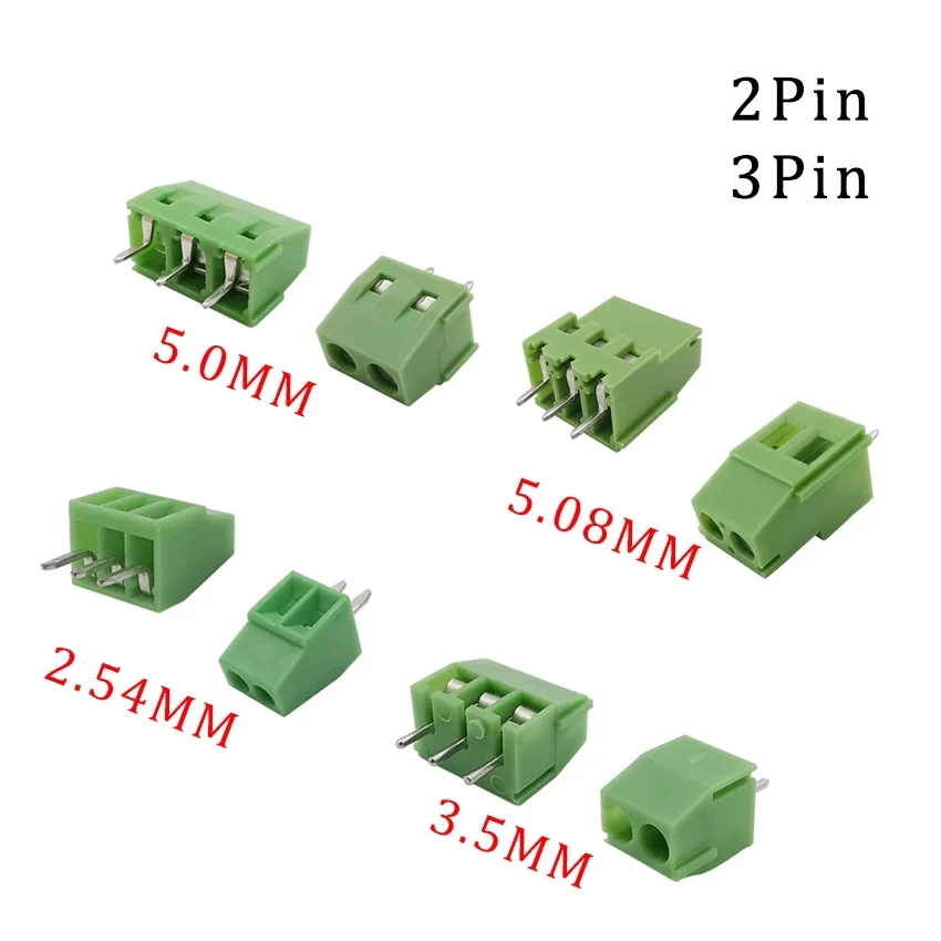 10Pcs KF-127/KF-128/KF129/KF301/KF-350 2Pin 3Pin Pitch 2.54/3.5/5.0/5.08mm Straight Pin PCB Terminal Block Wire Connector