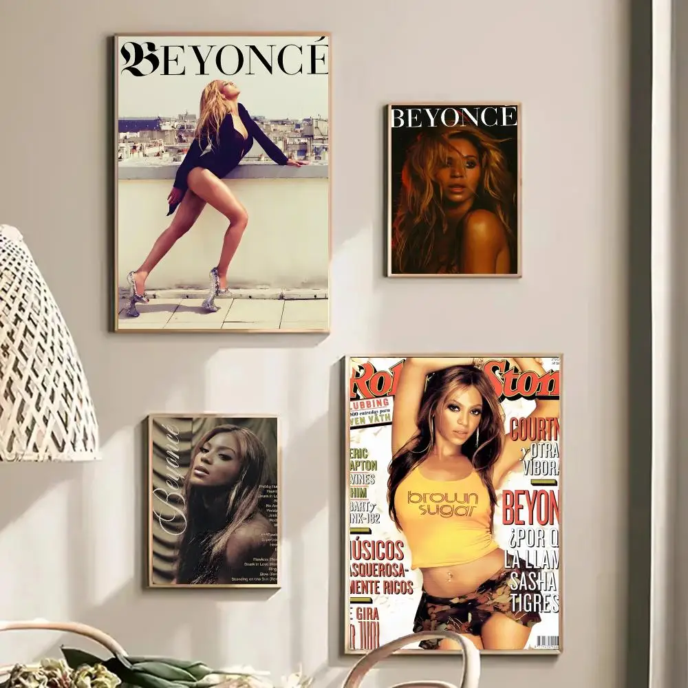 Beyonce Singer Pop Cowboy Retro Poster Self-adhesive Advanced Aesthetic Printing Paper Wall Art for Living Room Home Decor