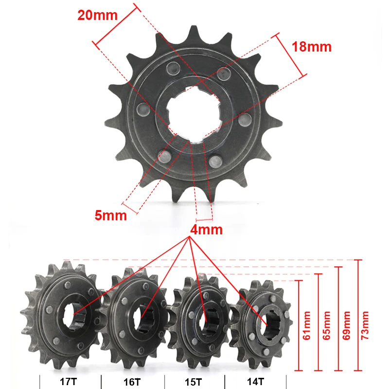 1Pcs 20CrMnTi 428 14T 15T 16T 17T Tooth Fuel Saving Sprocket for CG125 CB125 CBT125 MCR125 WY125-A/C/R Dirt Pit Bike Motorcycle