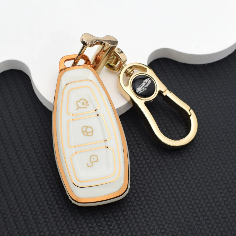TPU Full Cover Car Key Case for Ford Fiesta Fusion Kuga Focus 3 4 ST Mondeo MK3 MK4 2013 2014 2015 2017 Keychain