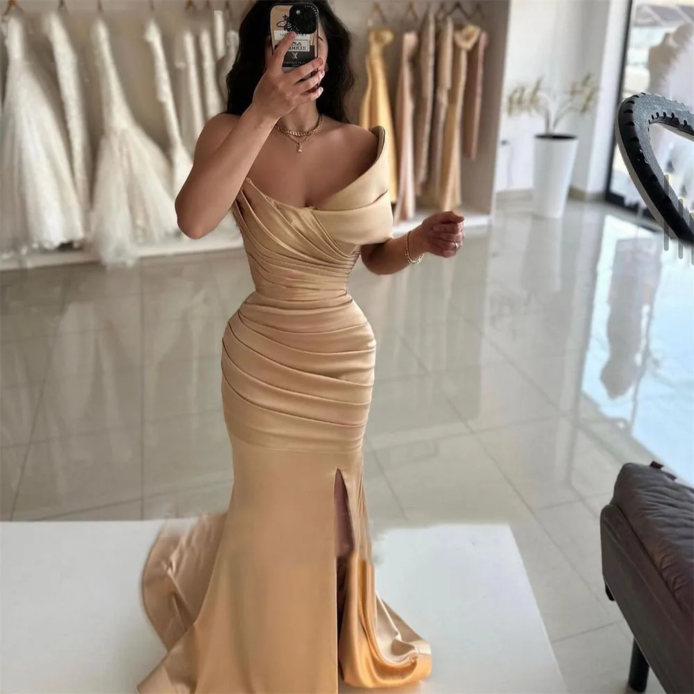 2025 Sexy Off Shoulder Women Evening Dresses Mermaid Side Split Prom Gowns Fashion Cocktail Party Customized Vestidos De Noche