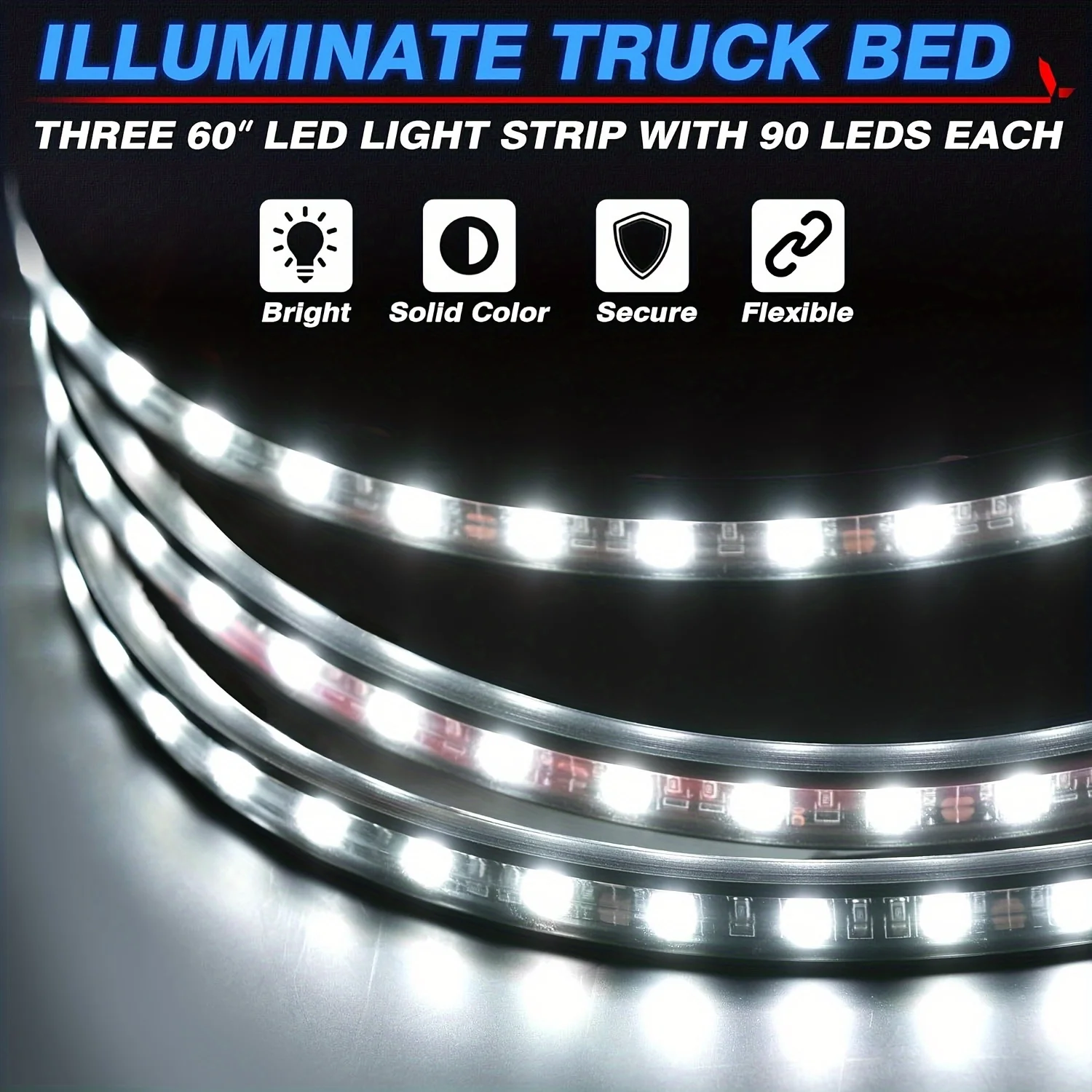 2in1 3in1 백색 LED 트럭 침대 빛 스트립 150cm 화물 픽업 트럭 SUV RV 보트 장식 램프에 대 한 On/Off 스위치 블레이드 퓨즈 썸네일 4