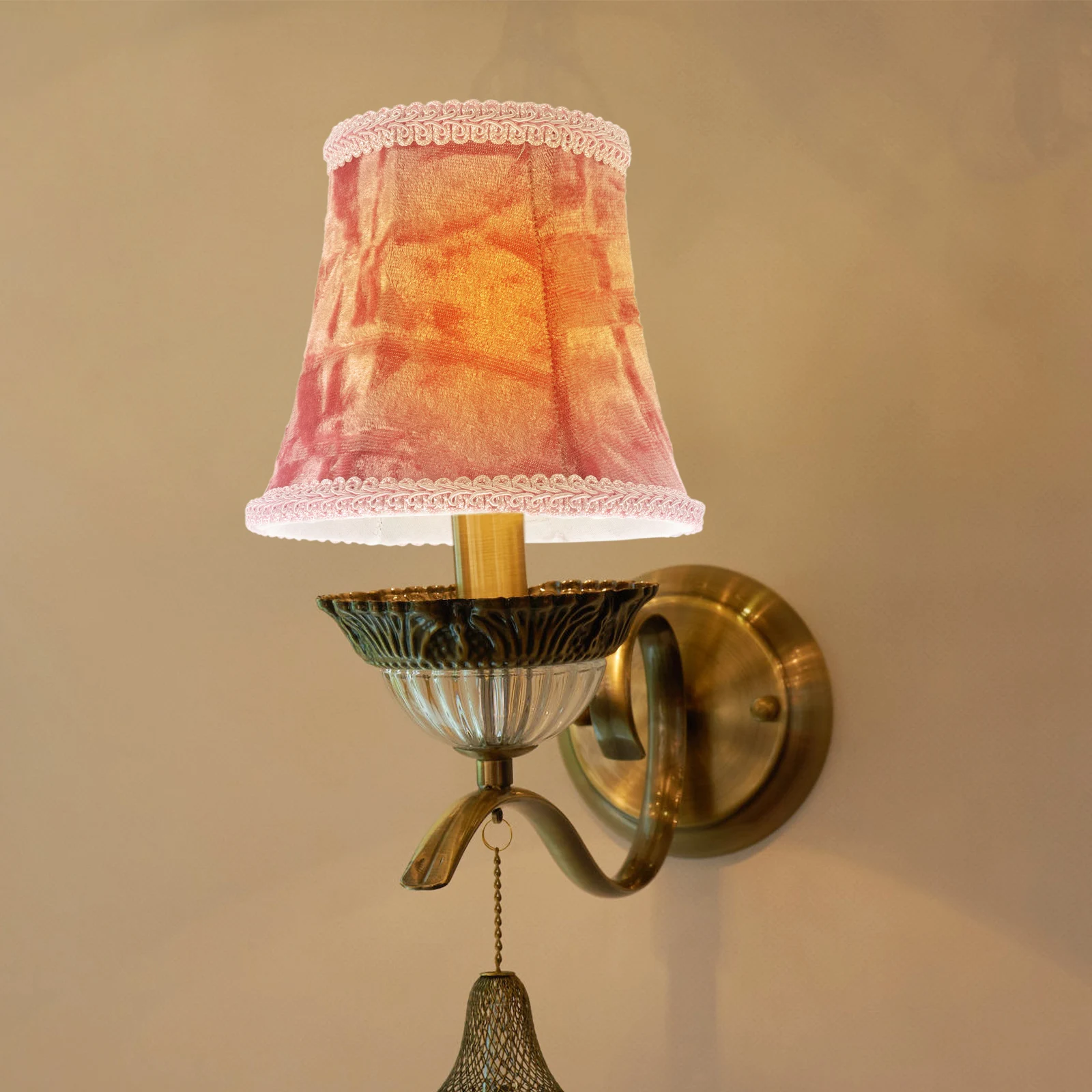 

Fabric Lampshade Small Pink Cloth Desk Lampshades for Chandelier Vintage Replacement Indoor Light Cover Wall Lamp Shades