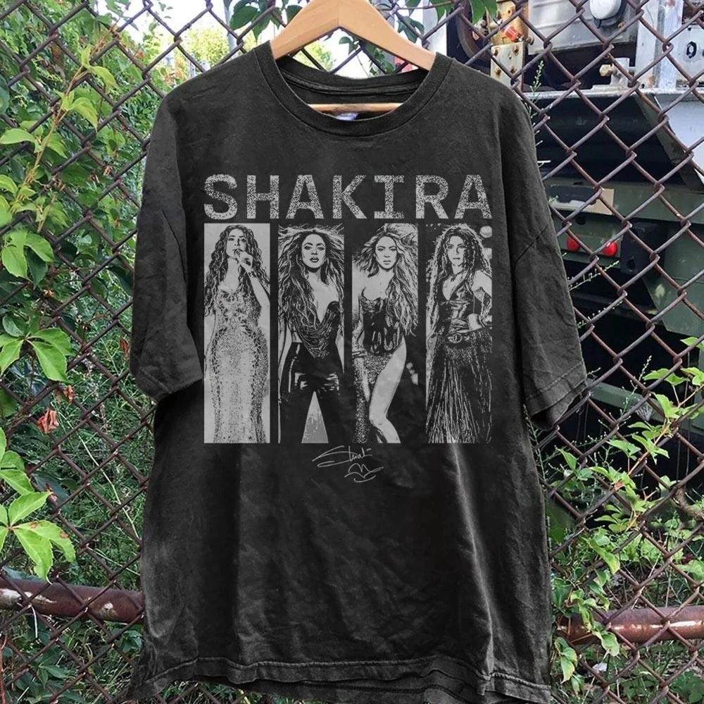Retro shakira concerto camiseta fã de música unissex puro algodão todas as estações streetwear camada base oversized t camisa