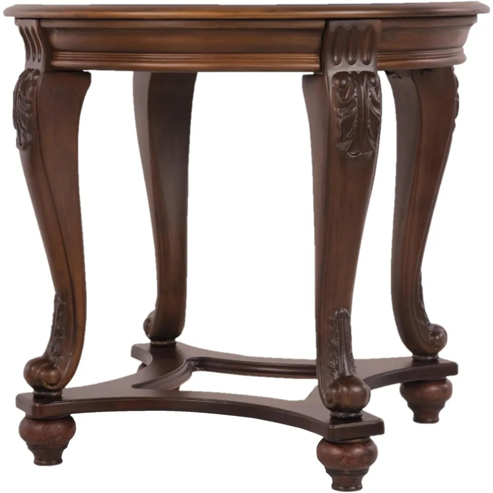 Norcastle Traditional Round End Table, Dark Brown