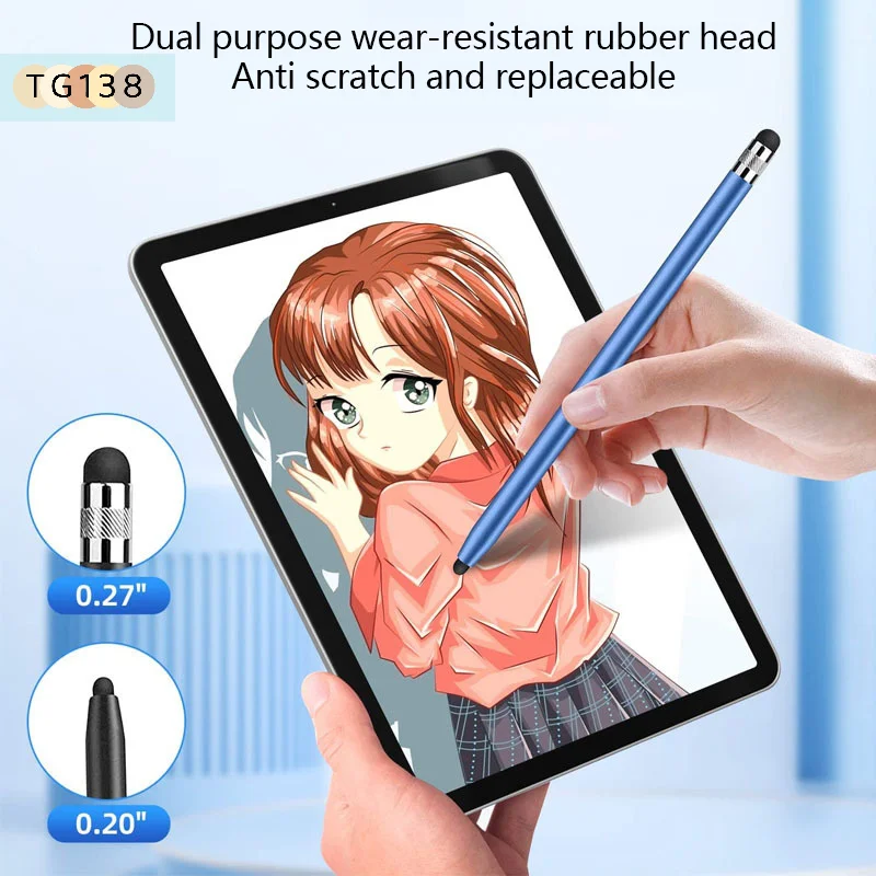 【New】Universal Pencil Double Silicon Head Touch Capacitive Screen Stylus Caneta Capacitive Pen For Tablet Smartphone