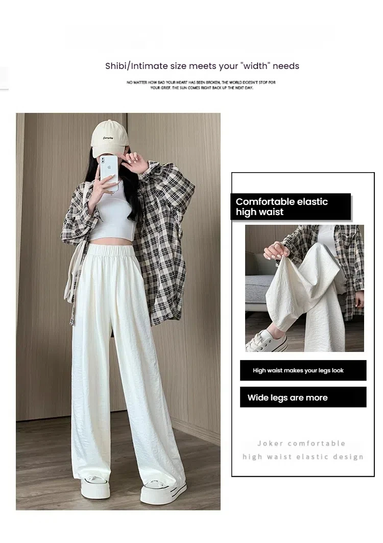 Women's Spring High Waist Wide Leg Pants Loose Fit Trousers with Soft Dropped Hem Comfortable Straight Leg Casual Palazzo Pants