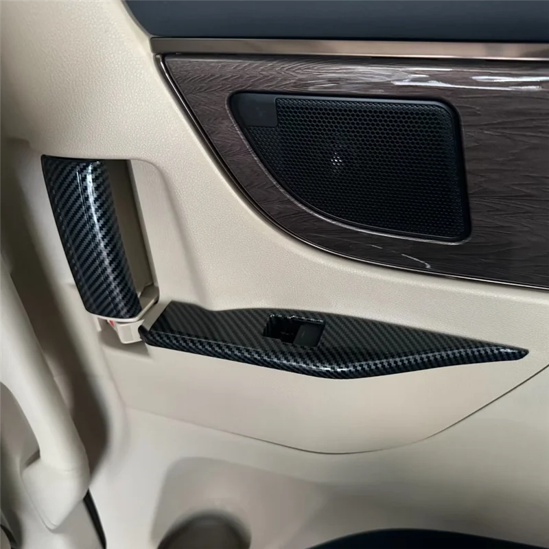 

Car Door Armrest Window Lift Switch Button Panel Cover For Toyota Alphard Vellfire 2024 RHD Accessories Carbon Fiber