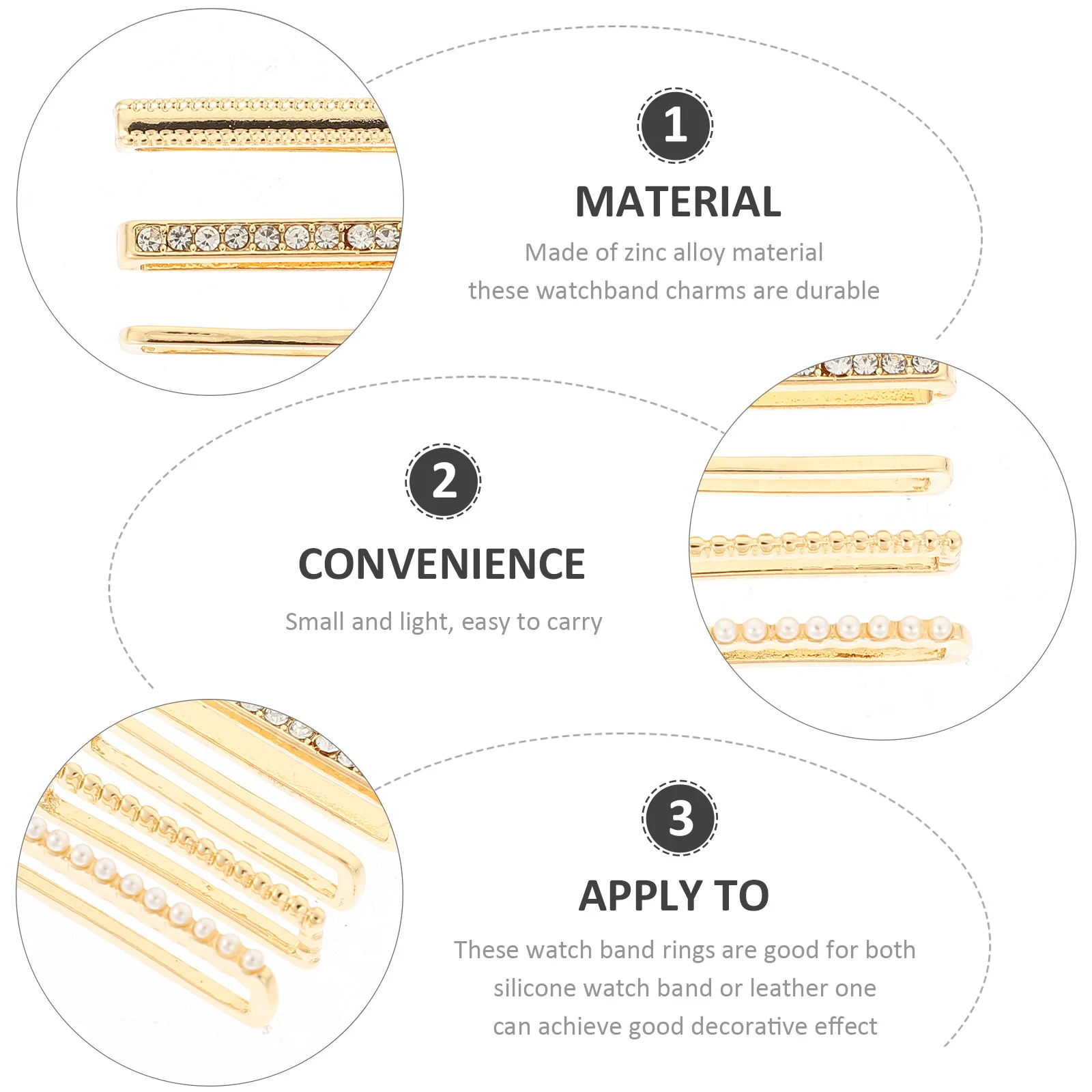 

1Set Watch Strap Decorative Loop Metal Watchband Ring for Silicone Band Elegant Jewelry Style Non-Fade Charm Accessory