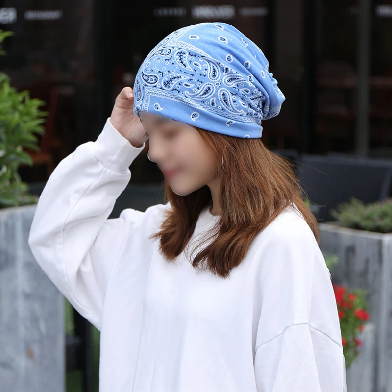 Printed Soft Pullover Hat Ethnic Style Series Windproof Cashew Nut Flower Maternity Hat Pile Hat Scarf Dual-Purpose Women