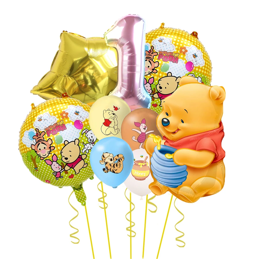 9PCS Winnie the Pooh Piggie Pooh & Tigger Colourful Colour Numbers Festive Birthday Shower Gift Baby Enlightenment Party Balloon