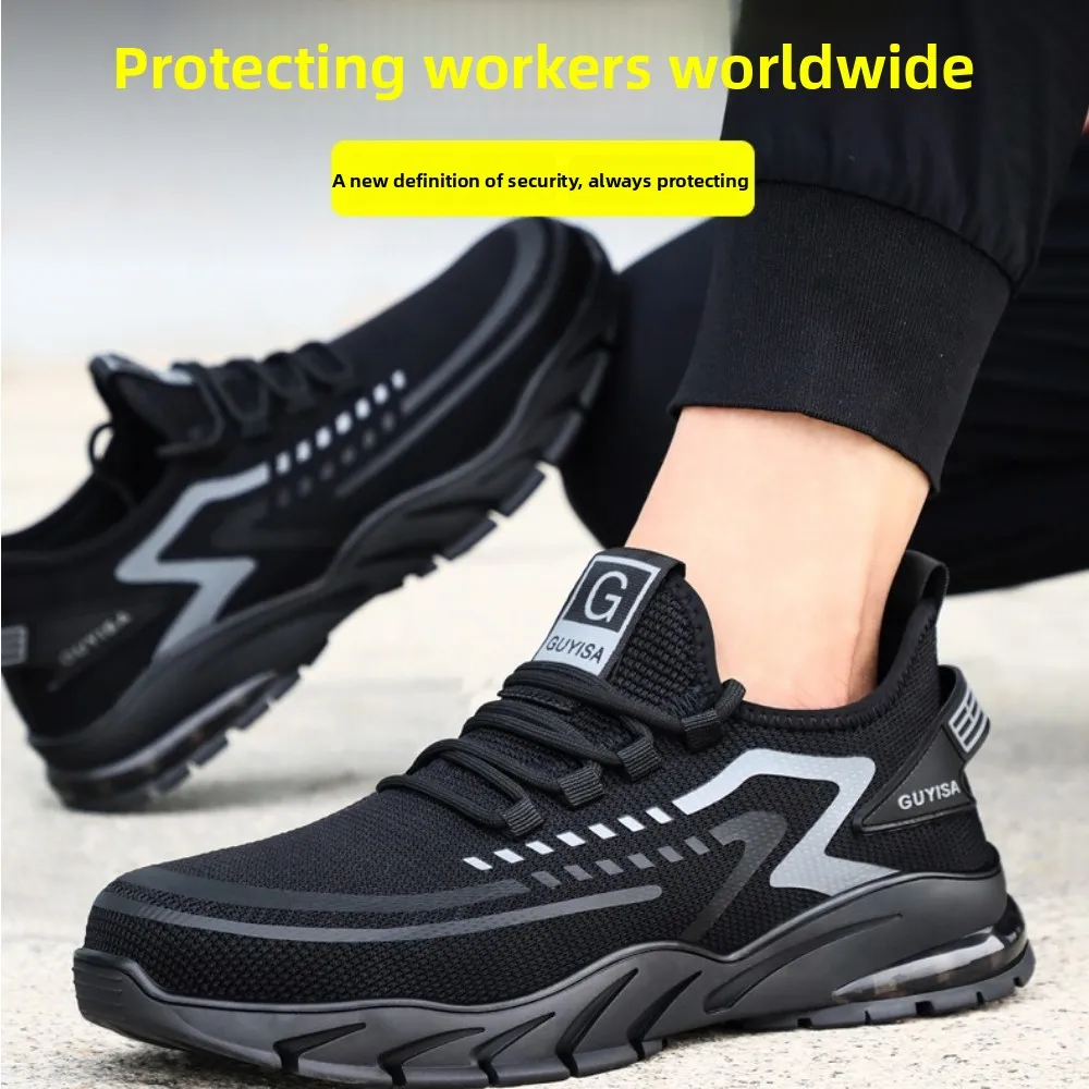 

Labor Insurance Shoes Summer Men's Anti-smashing and Anti-piercing Fly-woven Lightweight Soft Sole Safe Work Breathable