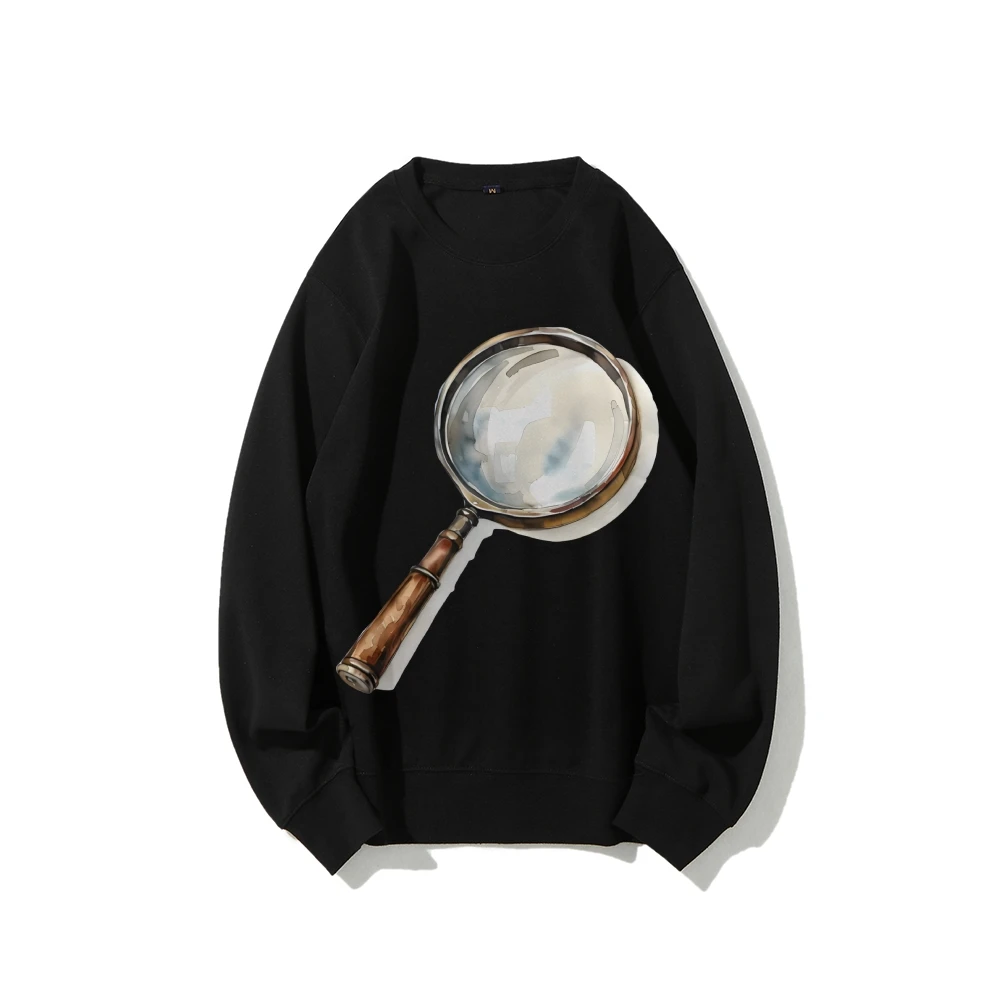 

Y2K Graphic Sweatshirt Magnifying Glass Print Curious Detective-Inspired Observant Soft Fabric for Inquisitive Casual Looks