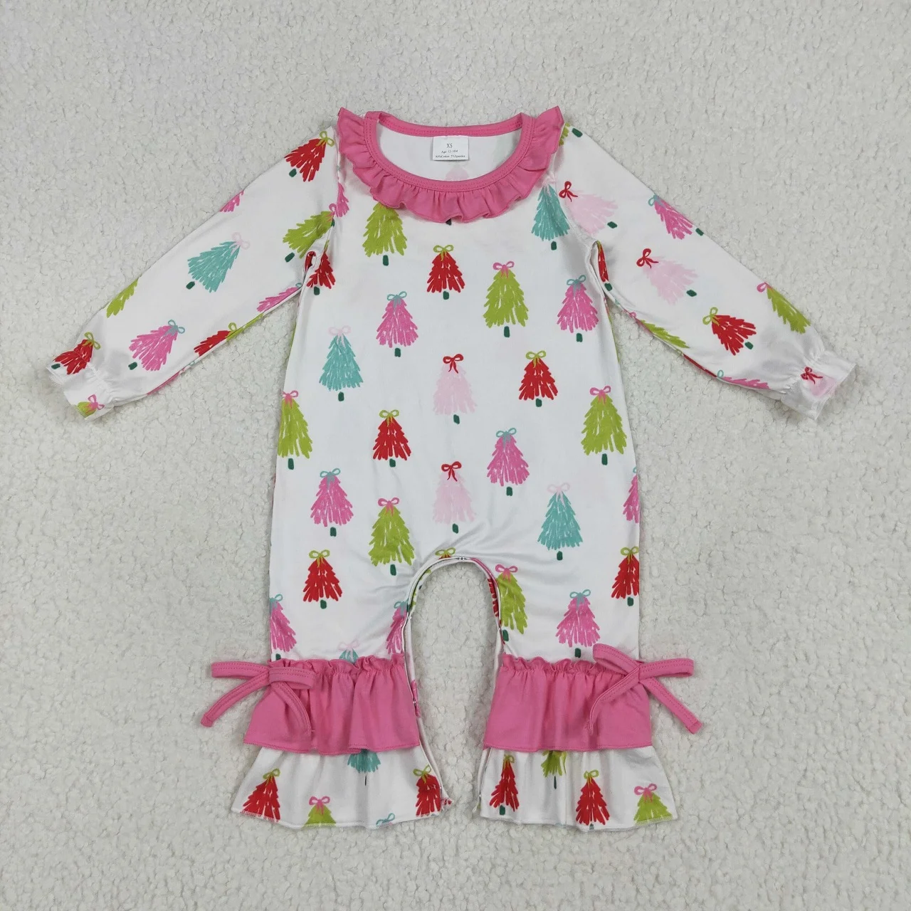 

Wholesale Kids Infant Christmas Clothing Children Long Sleeves Baby Girl Bows Jumpsuit Newborn Toddler Ruffle Pants Romper