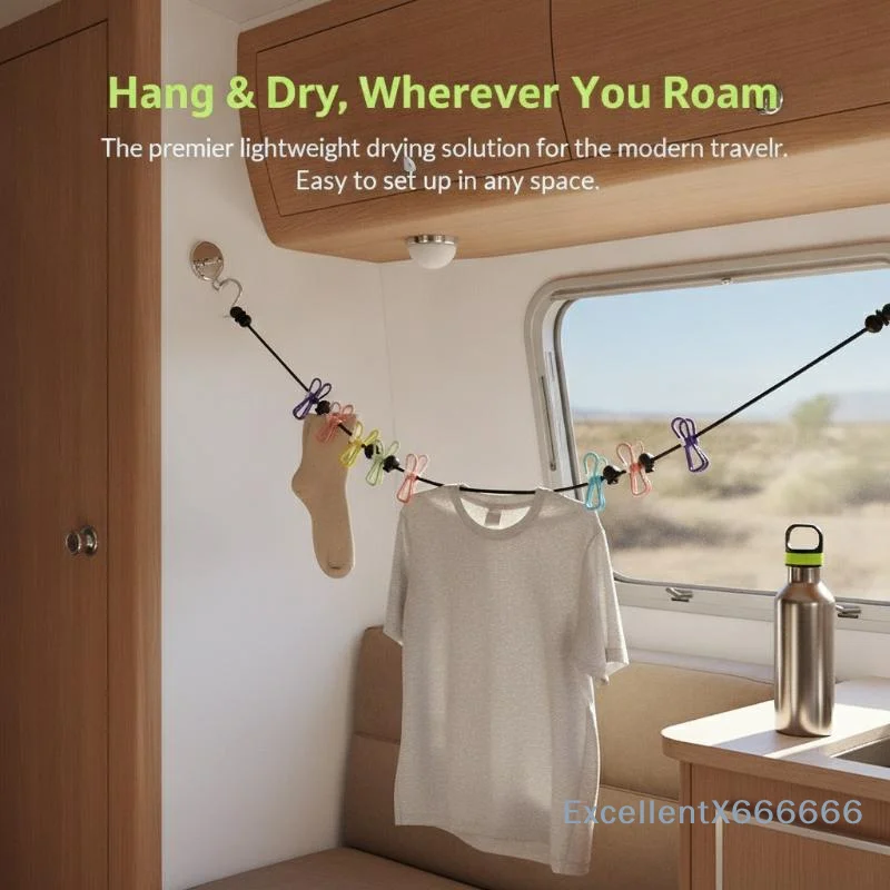 Elastic Clothesline with Clips - đánh giá và giá Outdoor Camping Bathroom