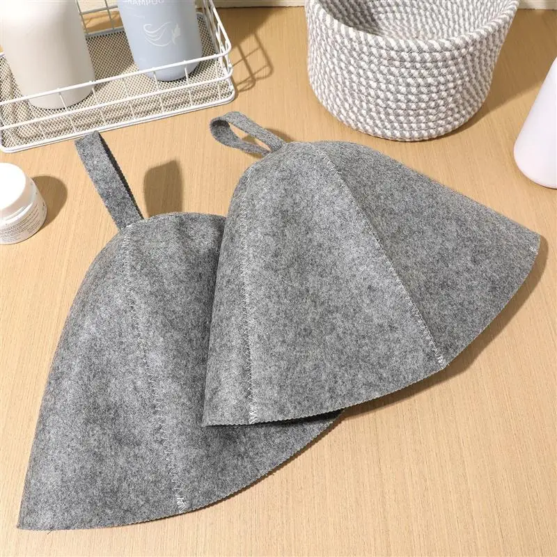 2Pcs Bathroom Sauna Hat Flexible Felt Head Protection Bath Anti Heat Cap Thicken Wool Felt Sauna Hair Protection Sleeping Cap