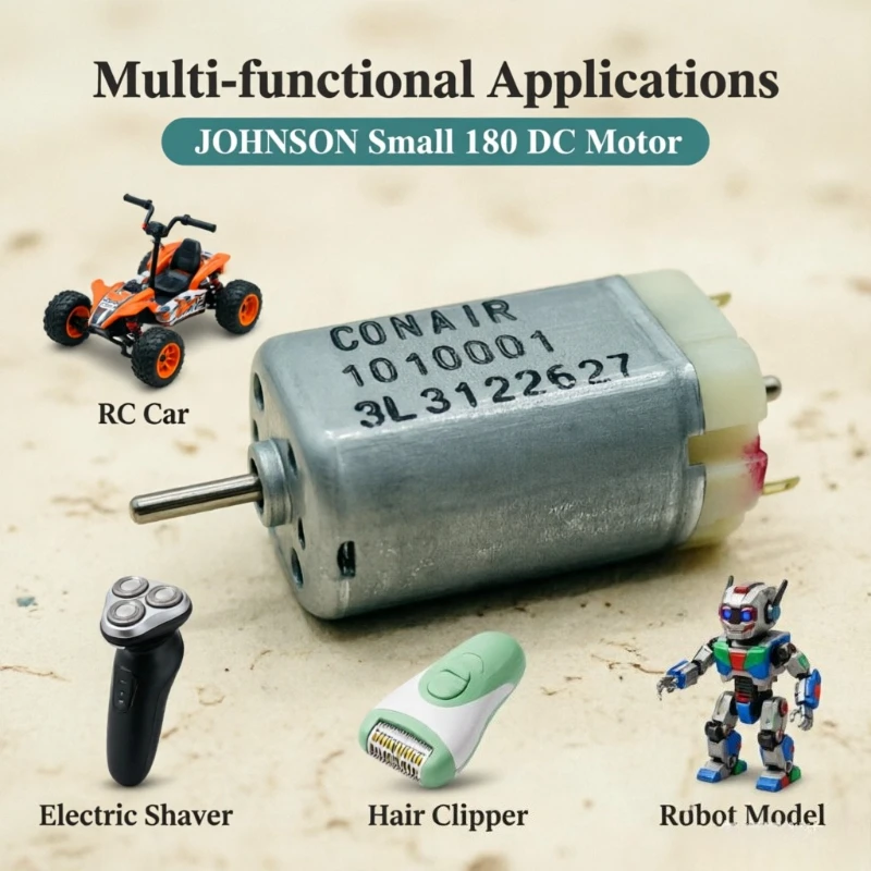 Motor DC JOHNSON Pequeño de 180, 20mm*15mm*32mm, DC 3V-12V, 13600 RPM, con Escobillas de Carbón, Magnético Fuerte, para Bricolaje, Juguetes, Barcos de Juguete