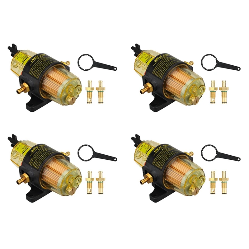 4X UF-10K Fuel Filter Fuel-Water Separator Assembly With Wrench For Yamaha Suzuki Tohatsu Mercury Outboard Engine