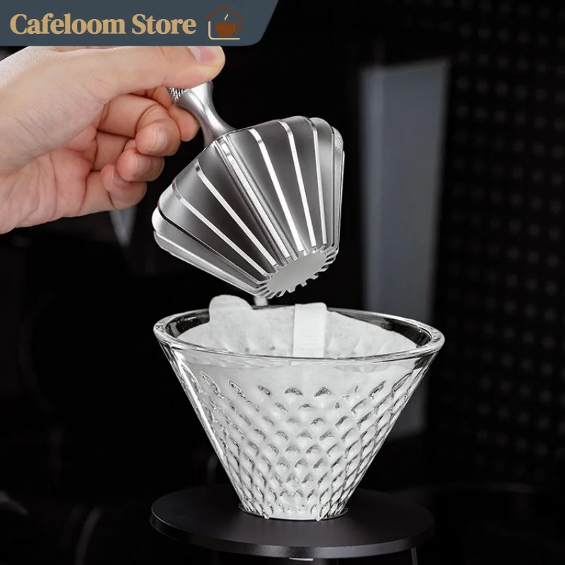 KAFES Pour Over Coffee Filter Paper Presser Full‑Aluminum Alloy Flattening Tool Cone Origami Dripper Paper Press Auxiliary Tool