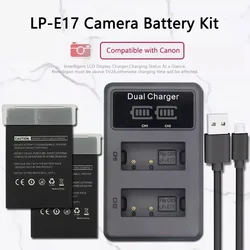 LP-E17 1200mAh LP E17 LPE17 Battery + LCD USB Dual Charger for Canon EOS 200D M3 M6 750D 760D T6i T6s 800D 8000D Kiss X8i Camera