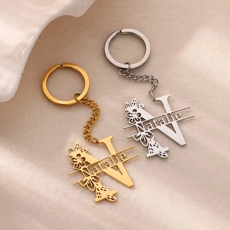 Customized Personalized Children Drawing Graffiti Photo Logo Key Chain Stainless Steel Engraved Kids Father's Day Jewelry Gifts