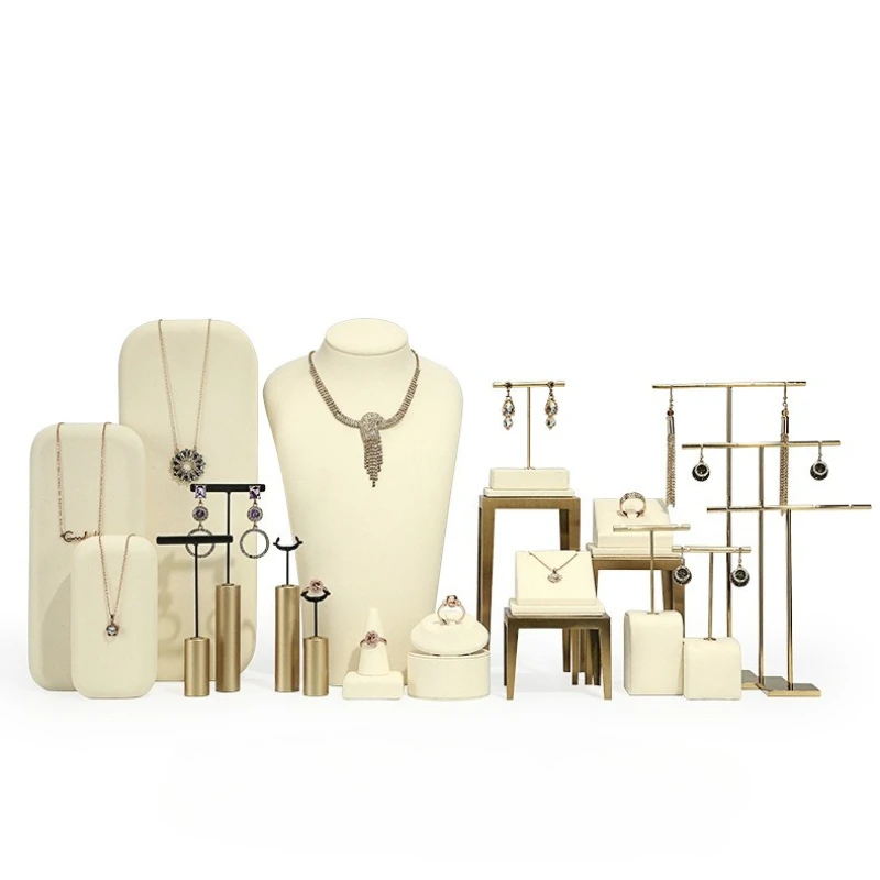 

Реквизит для ювелирных изделий, бежевая модель из микрофибры, портретное ожерелье, витрина, витрина, серьги, стойка для ювелирных изделий, пятно