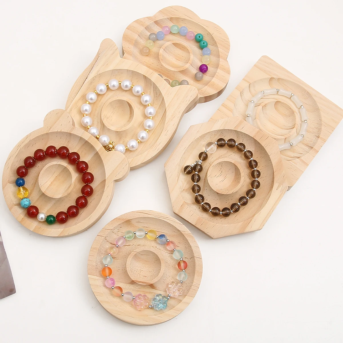 Wooden Beading Design Board Suitable Bracelet Display Stand For Jewelry Making Necklaces Crafts Tray Practical Display