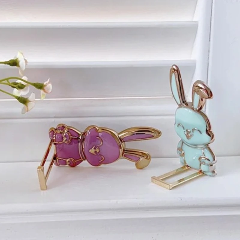 

Чехол для мобильного телефона с мультяшным кроликом, кронштейн с милым цветным покрытием, складной держатель с 3D-покрытием, аксессуары, универсальная подставка