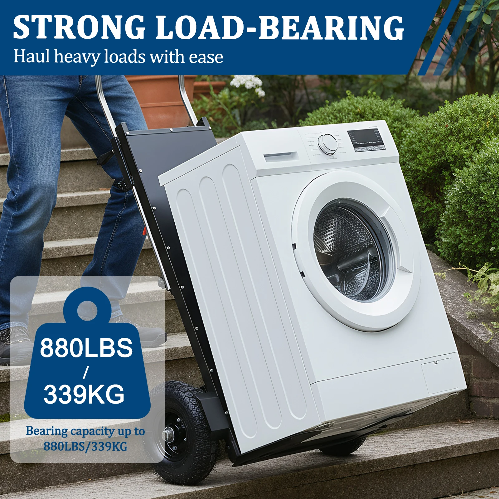 

Heavy Duty Stair Climber 1500W Motor 880lbs Load Capacity with Safety Rope for Warehouse Logistics Moving Furniture