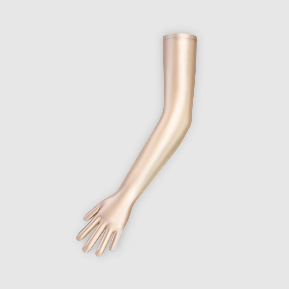 Unisex Glossy Silky Smooth Spandex ถุงมือยาวพิเศษ การป้องกันแสงแดดแบบยืดสูง หลากสีสําหรับขี่กีฬา การใช้งานพิธีการ