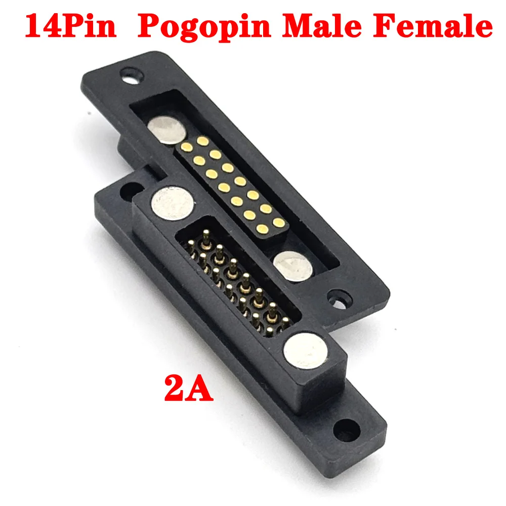 

1Set DC Magnetic Pogo Pin Connector 2A Pogopin Male Female Spring Loaded 14Pin DC Power Socket 2.54mm