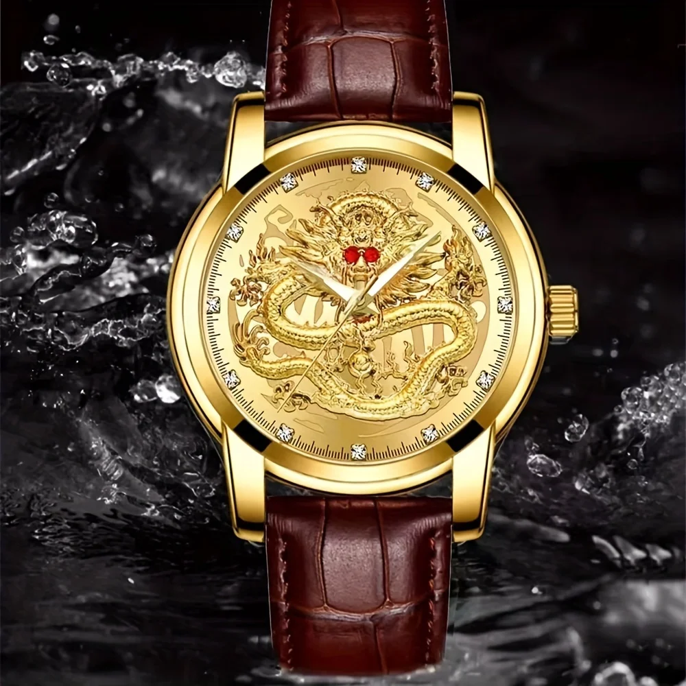 Великолепный Благородный Ретро Китайский дракон высококачественный дизайн мужские часы атмосферный уровень Модный повседневный красивый Спорт Прочный