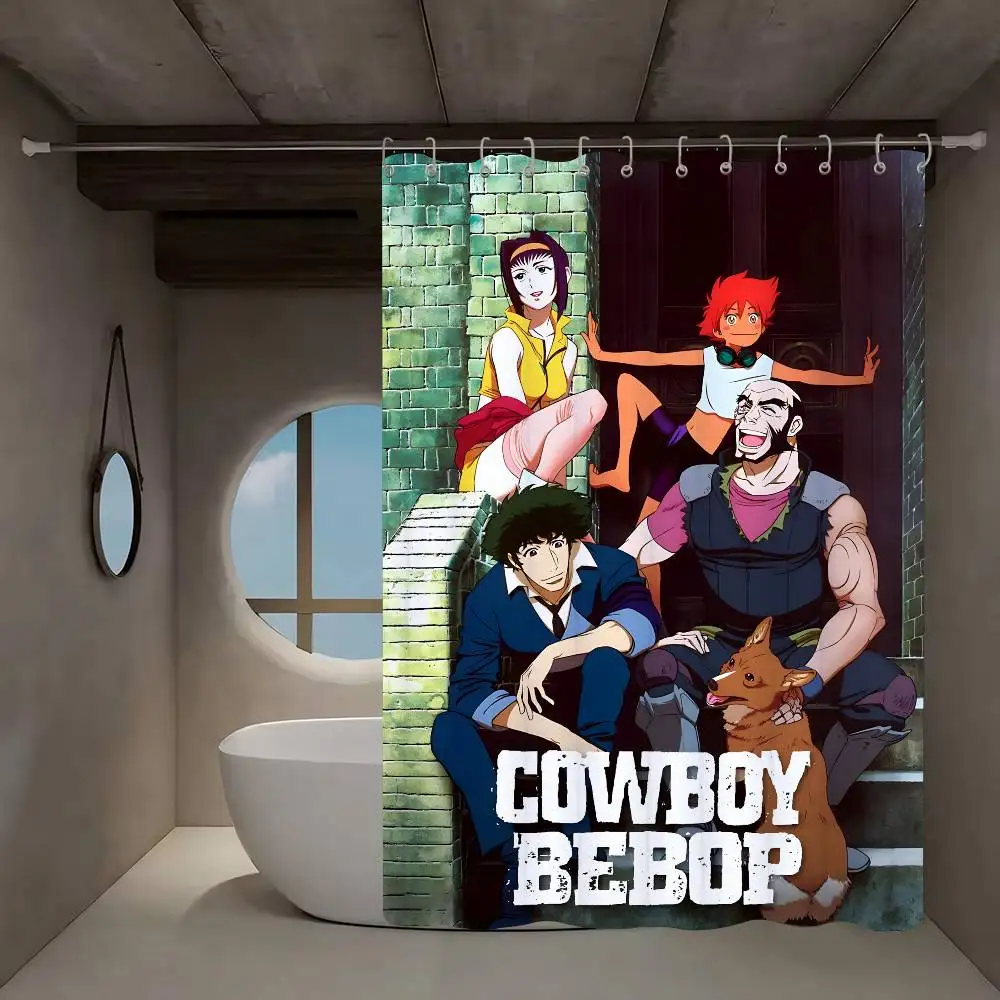 

C-Cowboy B-Bebop Shower Curtain Outdoor Scenery Summer Vacation Bathroom Decor Holiday Polyester Bath Curtain with Hooks