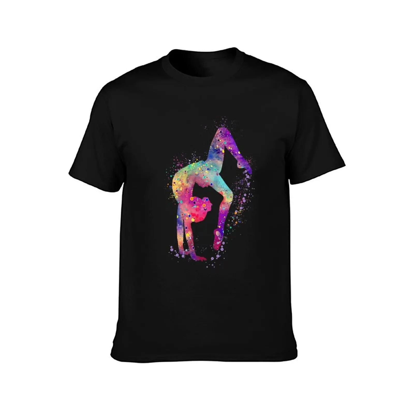 Gymnastics Girl Tumbling Colorful Watercolor Art Gift T-Shirt, Summer Casual Cotton Tee, Oversized Streetwear Tops, 100% Cotton