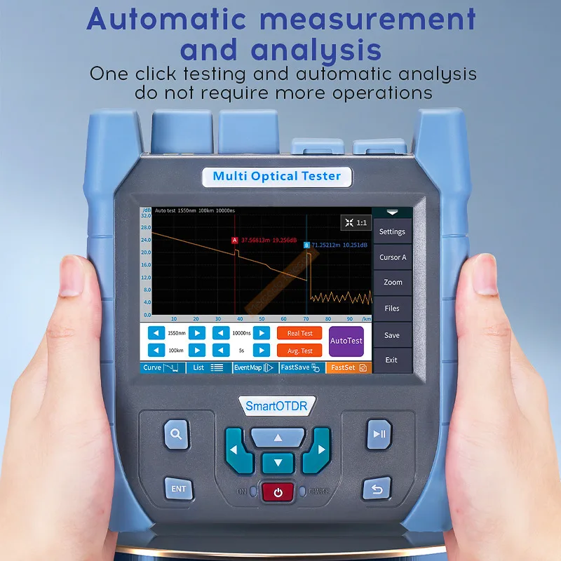 NK5100 Series Mini OTDR SM MM Active Fiber 1550/1610nm Fiber Optic Reflectometer and VFL OLS OPM EventMap 24dB 100KM