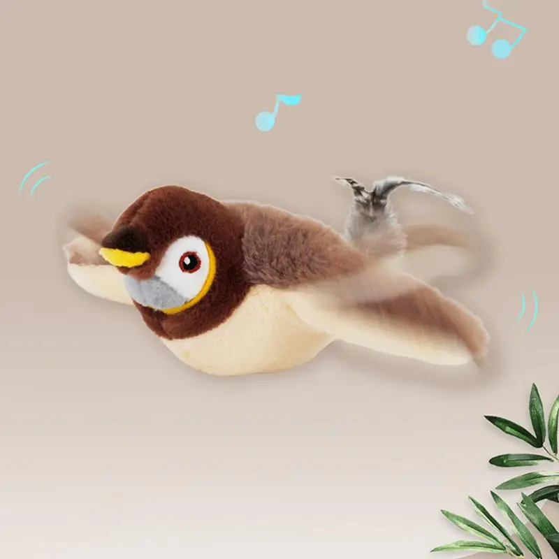 Flapping Cat Bird Toy USB Rechargeable Chirping Kitten Toys self-happy interactive swinging bird pet cat toy For Pet Playing